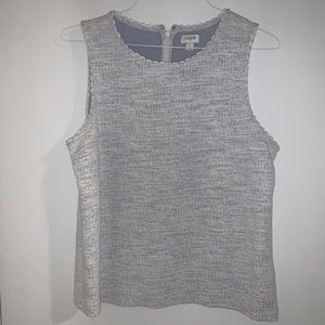 Tweed-like blouse, white and periwinkle colors